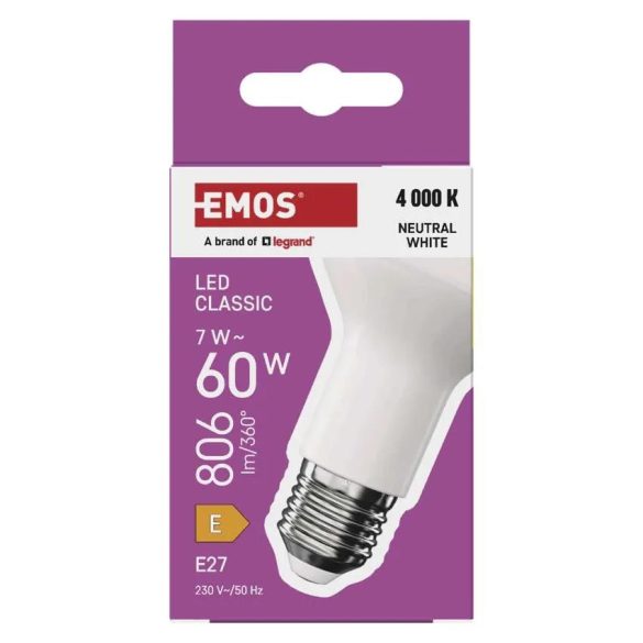 EMOS LED IZZÓ CLASSIC R63 7W E27 806LM  NW ZQ7E43