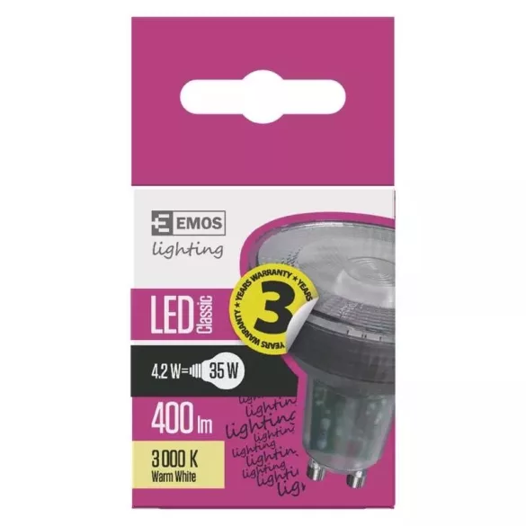 EMOS Classic LED izzó MR16 GU10 4.2W 400lm meleg fehér ZQ8333