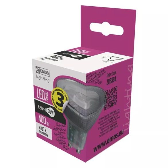 EMOS Classic LED izzó MR16 GU10 4.2W 400lm természetes fehér ZQ8334