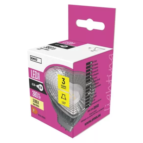 EMOS Classic LED izzó MR16 GU5.3 4.5W 380lm meleg fehér ZQ8433