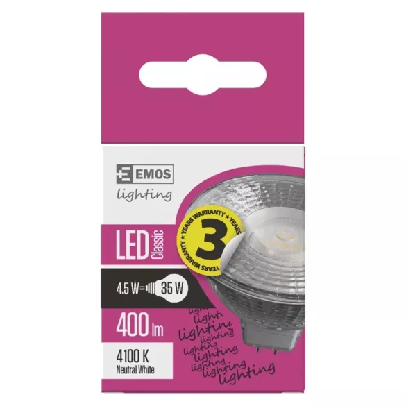EMOS Classic LED izzó MR16 GU5.3 4.5W 400lm természetes fehér ZQ8434