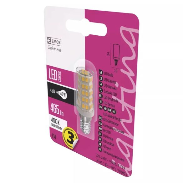 EMOS Classic LED izzó JC E14 4.5W 465lm természetes fehér ZQ9141