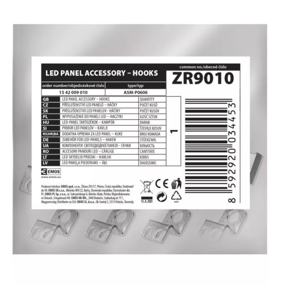 EMOS LED panel kampók 60×60cm ZR9010