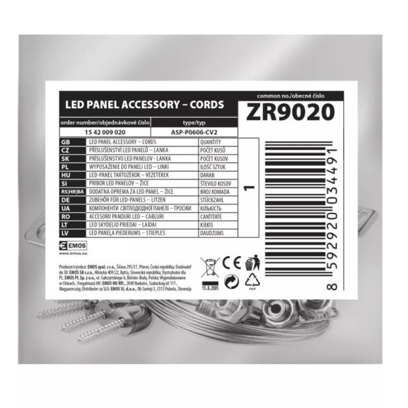 EMOS LED panel vezetékek 60×60cm ZR9020