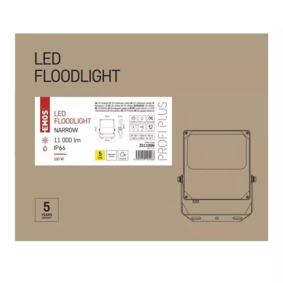 EMOS PROFI+ LED reflektor narrow 100W 11000lm IP66 természetes fehér ZS1100N
