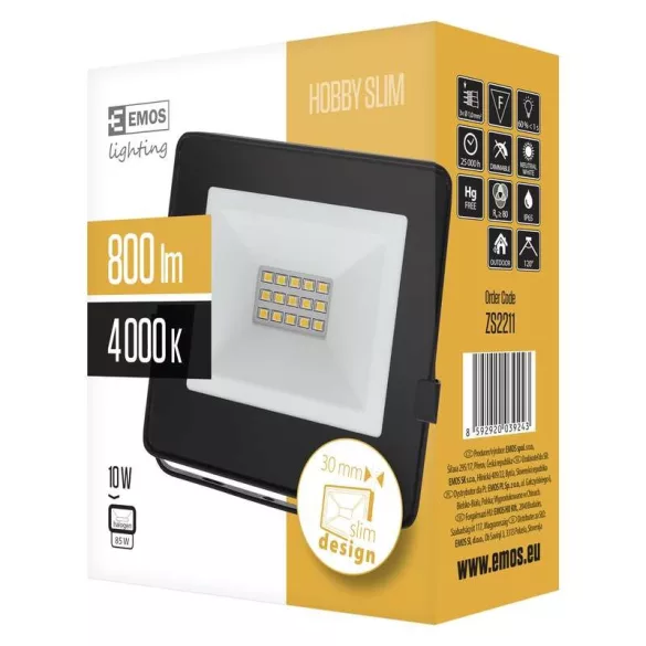 EMOS LED reflektor 10W HOBBY SLIM, NW ZS2211