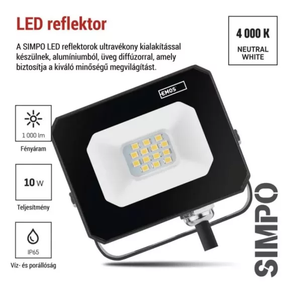 EMOS LED REFLEKTRO SIMPO 10W 1000LM IP65 NW ZS2213