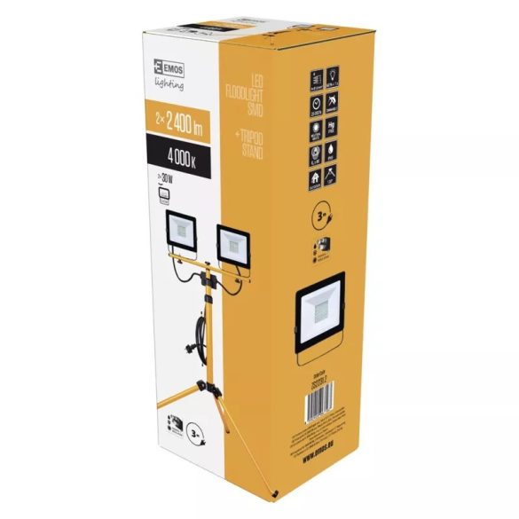 EMOS LED REFLEKTOR HOBBY SLIM 2X 30W + HÁROMLÁBÚ ÁLLVÁNY ZS2231.2