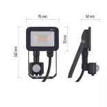 EMOS Profi LED reflektor 10W 1100lm mozgásérzékelőve IP65 term. fehér ZS2712