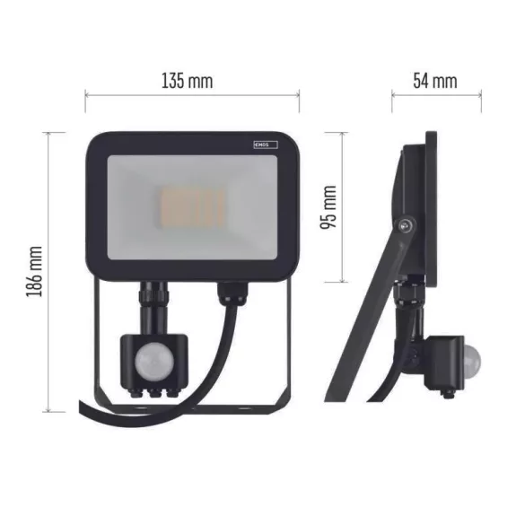 EMOS Profi LED reflektor 20W 2200lm mozgásérzékelőve IP65 term. fehér ZS2722