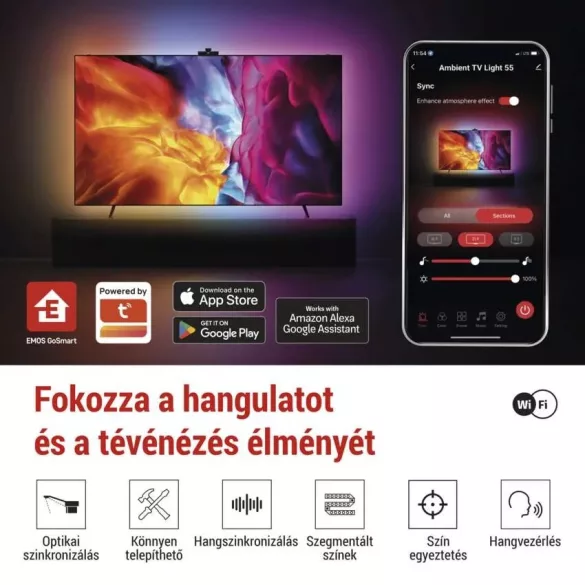 GOSMART AMBIENT LED RGB TV VILÁGÍTÁS 55"(139cm) ZTV55