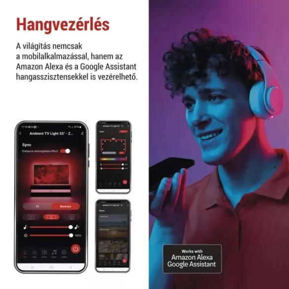 GOSMART AMBIENT LED RGB TV VILÁGÍTÁS 55"(139cm) ZTV55