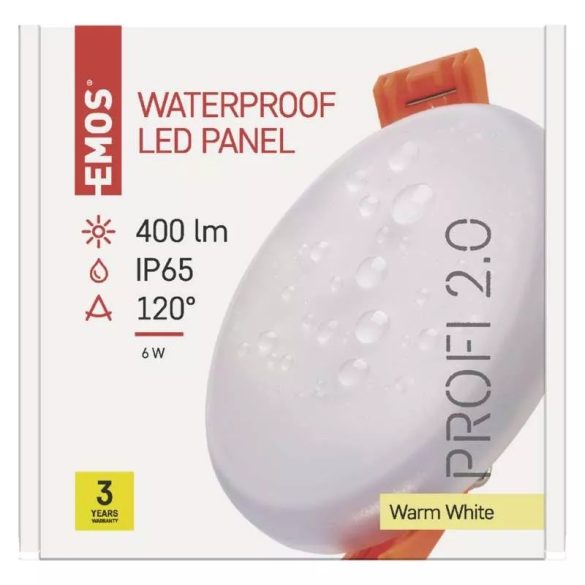 EMOS Exclusive LED panel beépíthető 6W 400lm IP65 meleg fehér  ZV1111