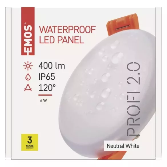 EMOS Exclusive LED panel beépíthető 6W 400lm IP65 term. fehér  ZV1112