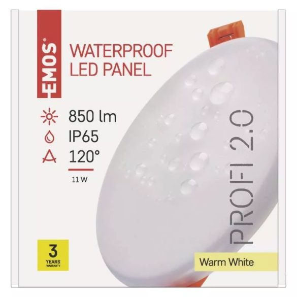 EMOS Exclusive LED panel beépíthető 11W 850lm IP65 meleg fehér  ZV1131