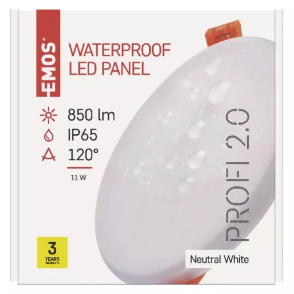 EMOS Exclusive LED panel beépíthető 11W 850lm IP65 természetes fehér  ZV1132