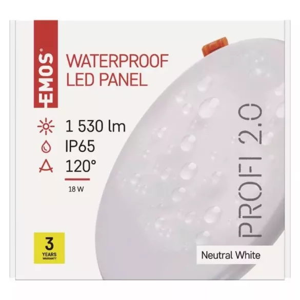 EMOS LED panel beépíthető 18W 1530lm IP65 természetes fehér  ZV1152