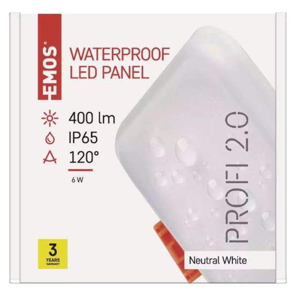 EMOS Exclusive LED panel beépíthető 6W 400lm IP65 term. fehér ZV2112