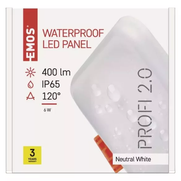 EMOS Exclusive LED panel beépíthető 6W 400lm IP65 term. fehér ZV2112
