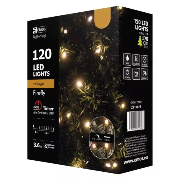 KARÁCSONYI FÉNYF FIREFLY 12M 120LED IP44 VINTAGE ZY1907T