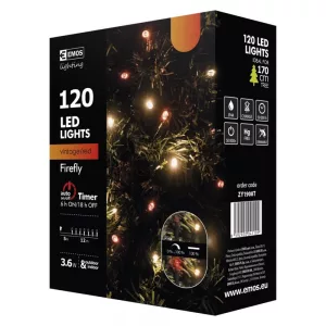 KARÁCSONYI FÉNYF FIREFLY 12M 120LED IP44 VINTAGE/PIROS ZY1908T