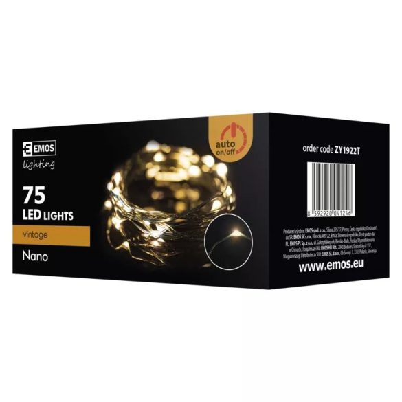 KARÁCSONYI FÉNYF NANO 7.5M 75LED IP44 ZÖLD VEZ IDŐZÍTŐ VINTA ZY1922T