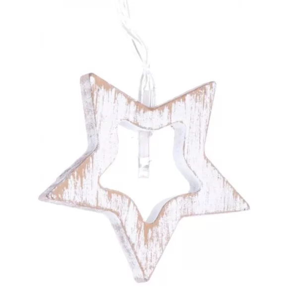 KARÁCSONYI GARLAND FA CSILLAG 10LED 3xAA IDŐZÍTŐ MELEG FEHÉR ZY1968