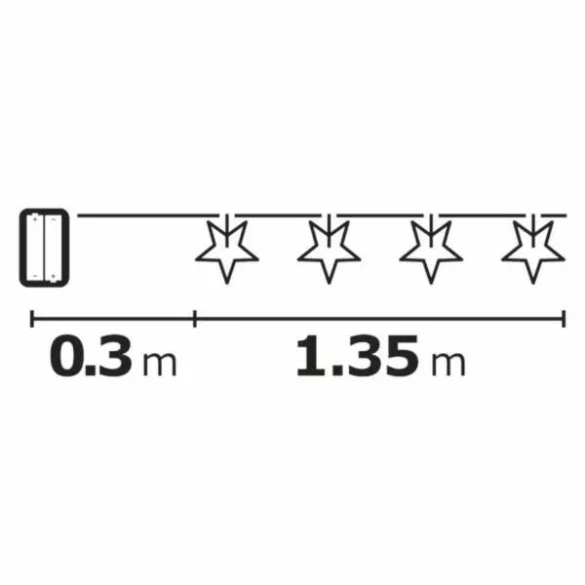 KARÁCSONYI GARLAND FA CSILLAG 10LED 3xAA IDŐZÍTŐ MELEG FEHÉR ZY1968