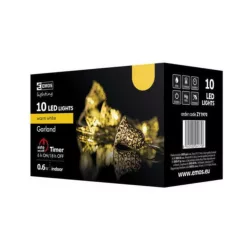   EMOS KARÁCSONYI FÉNYFÜZÉR ARANY HARANG 10LED 1,35M 2×AA MELEG FEHÉR