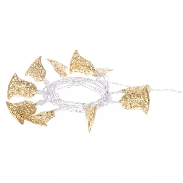 EMOS KARÁCSONYI FÉNYFÜZÉR ARANY HARANG 10LED 1,35M 2×AA MELEG FEHÉR