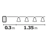 EMOS KARÁCSONYI FÉNYFÜZÉR ARANY HARANG 10LED 1,35M 2×AA MELEG FEHÉR