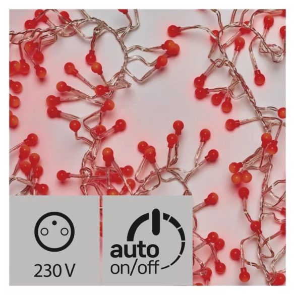 KARÁCSONYI FÉNYF CHERRY SÜNI 2.4M 288LED IP44 IDŐZÍTŐ PIROS ZY2029T