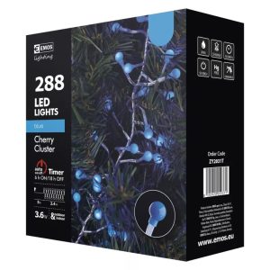 KARÁCSONYI FÉNYF CHERRY SÜNI 2.4M 288LED IP44 IDŐZÍTŐ KÉK ZY2031T