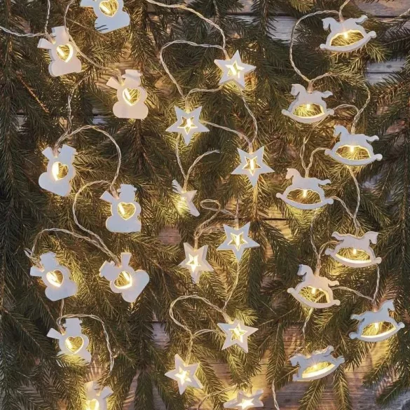 KARÁCSONYI GIRLAND FA PARIPA 10LED 2×AA IDŐZÍTŐ MELEG FEHÉR ZY2063