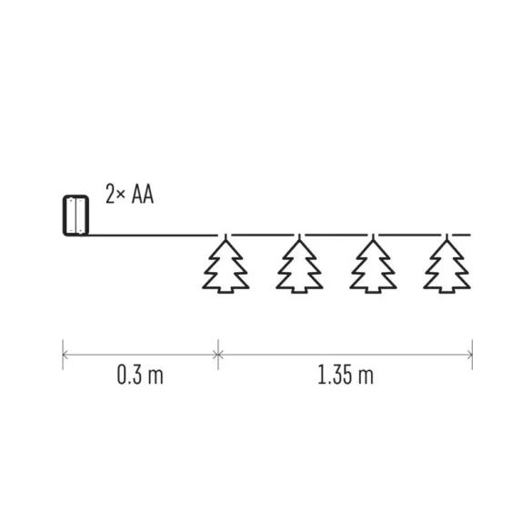 EMOS Karácsonyi Fényforrás 3D fenyő 10LED 2×AA időzítő meleg fehér ZY2066