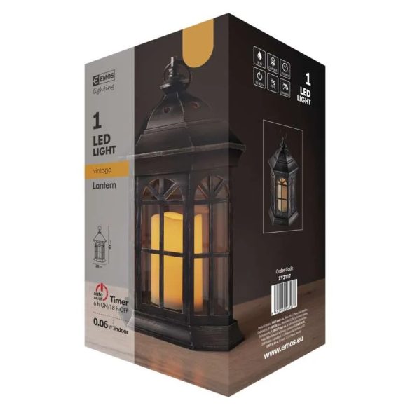 HOME DECO LÁMPÁS GYERTYÁVAL FEK 3×AAA ID VINTAGE ZY2117