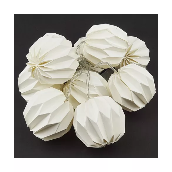 HOME DECO FÉNYF PAPÍR LAMPION FEHÉR 10LED 2xAA IDŐZ. MELEG F