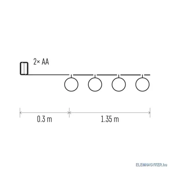 HOME DECO FÉNYF PAPÍR LAMPION FEHÉR 10LED 2xAA IDŐZ. MELEG F