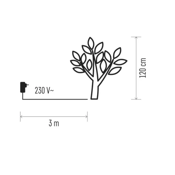 HOME DECO LED TÖRPEFA 120cm 48LED IP44 IDŐZÍTŐ MELEG FEHÉR ZY2138T