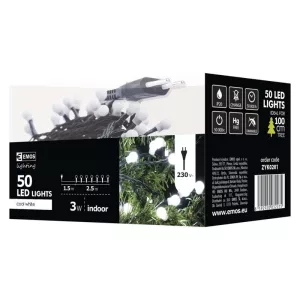 EMOS KARÁCSONYI FÉNYFÜZÉR CHERRY 50 LED 2,5M hideg fehér