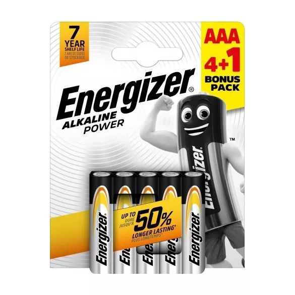 Energizer Alkaline Power AAA mikró alkáli elem LR03 Bl/4+1