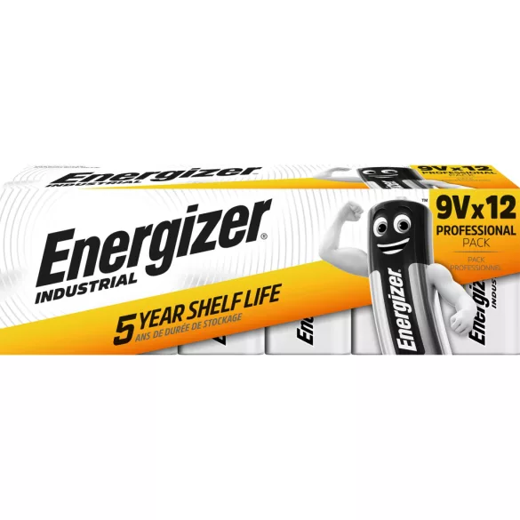 Energizer INDUSTRIAL 9V-os elem (6LR61) dobozos/12