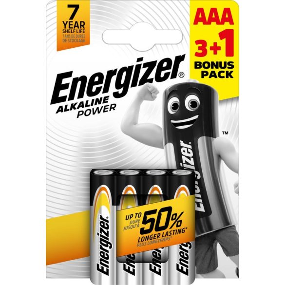 Energizer Alkaline Power AAA mikró alkáli elem LR03 Bl/3+1