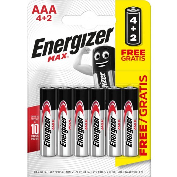Energizer Max AAA mikró elem (LR03) BL/4+2