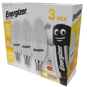 ENERGIZER LED GYERTYA E14 4,9W 470lumen (40W) meleg fehér WW 3000K 3DB-OS DOBOZ