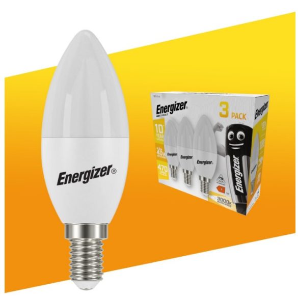 ENERGIZER LED GYERTYA E14 4,9W 470lumen (40W) meleg fehér WW 3000K 3DB-OS DOBOZ