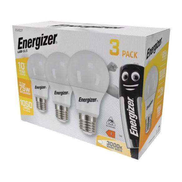 ENERGIZER LED GLOBE E27 11,1W 1050lumen (75W) meleg fehér WW 3000K 3DB-OS DOBOZ