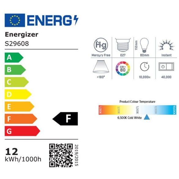 ENERGIZER LED GLOBE E27 11,1W 1050lumen (75W) hideg fehér CW 6500K 3DB-OS DOBOZ