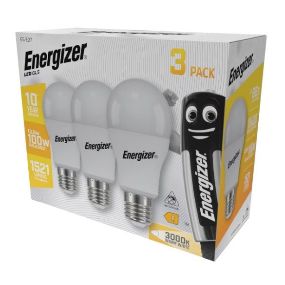 ENERGIZER LED GLOBE E27 13,8W 1521lumen (100W) meleg fehér WW3000K 3DB-OS CSOMAG