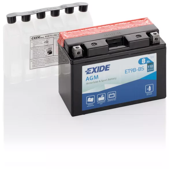 Exide AGM 8Ah 110A Bal+ Motorakkumulátor (ET9B-BS)